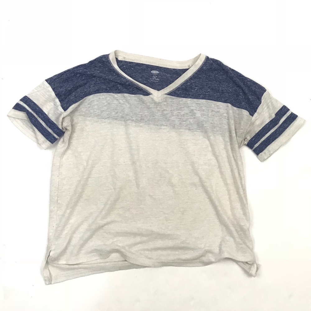 Old Navy girls blue and white jersey flowy tee